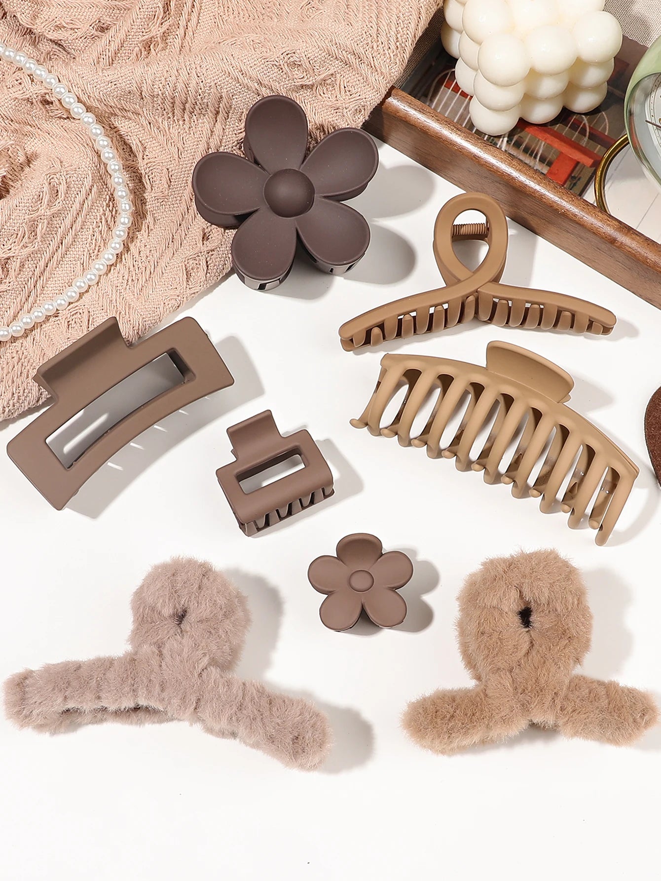 Neutral Color Large Matte Hair Claw Clips Strong Hold - Smarsty