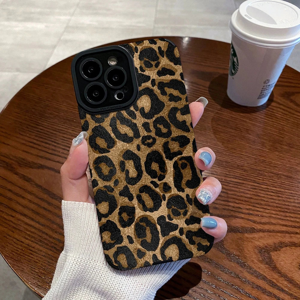 Gold Leopard Silicone Leather IPhone Case Shockproof - Smarsty