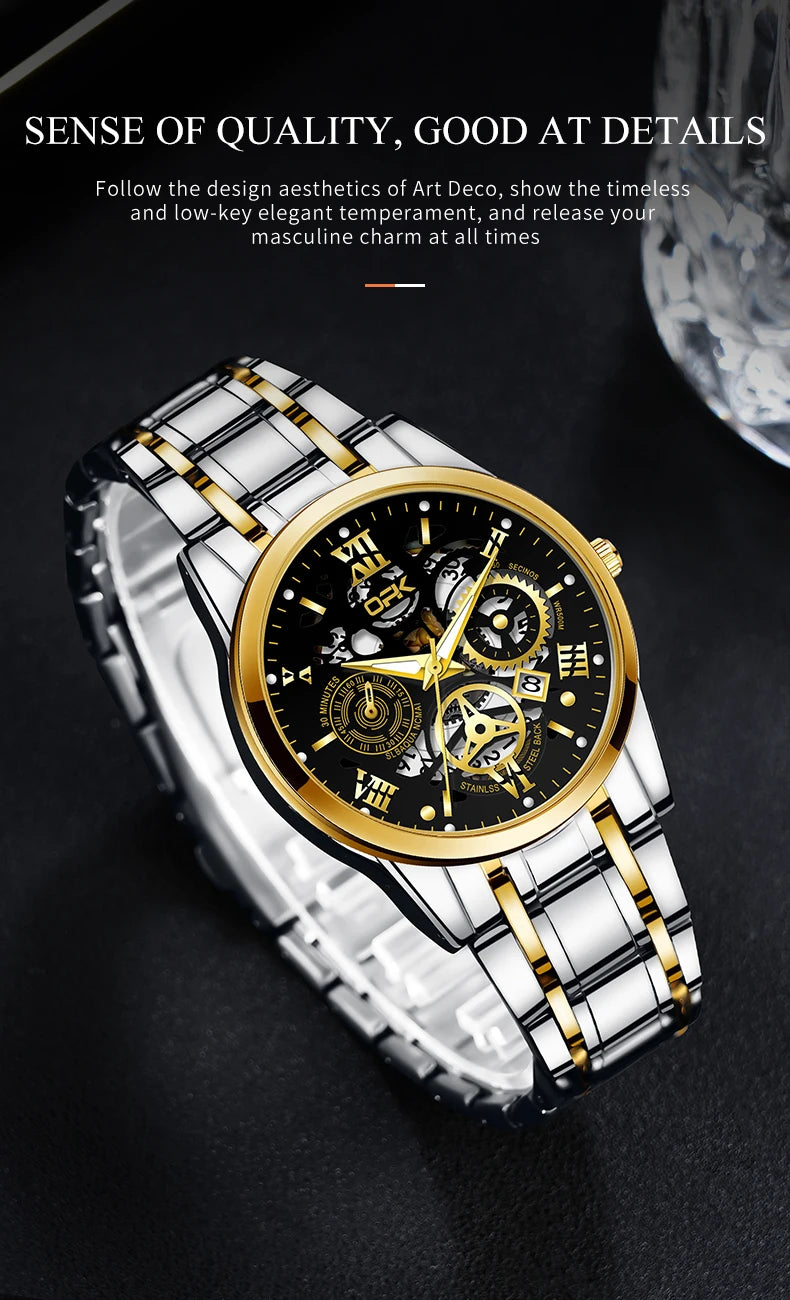 Men's Waterproof Steel Watch with Night Glow Feature - Smarsty