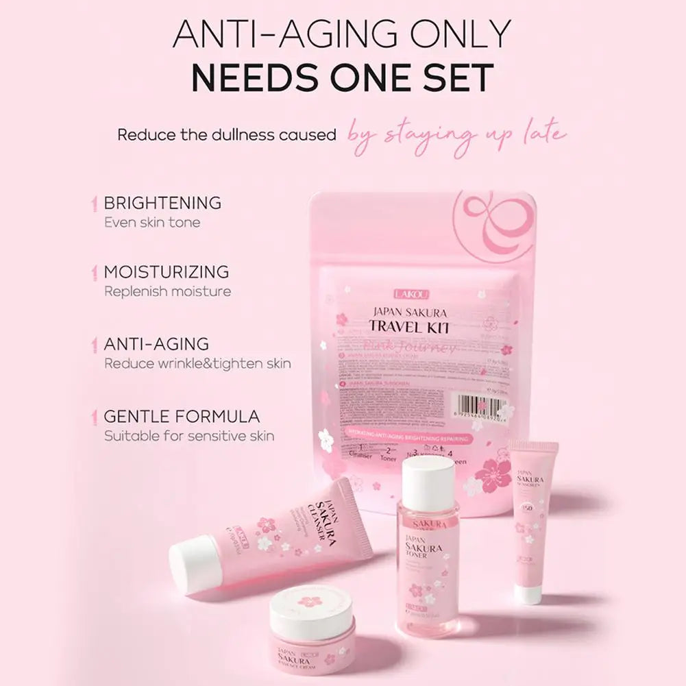 Sakura Skin Care Sets & Kits With Cleanser,Serum,Eye Cream,essence Cream Beauty Products For Women Gift Sets Routine Travel Kit - Smarsty