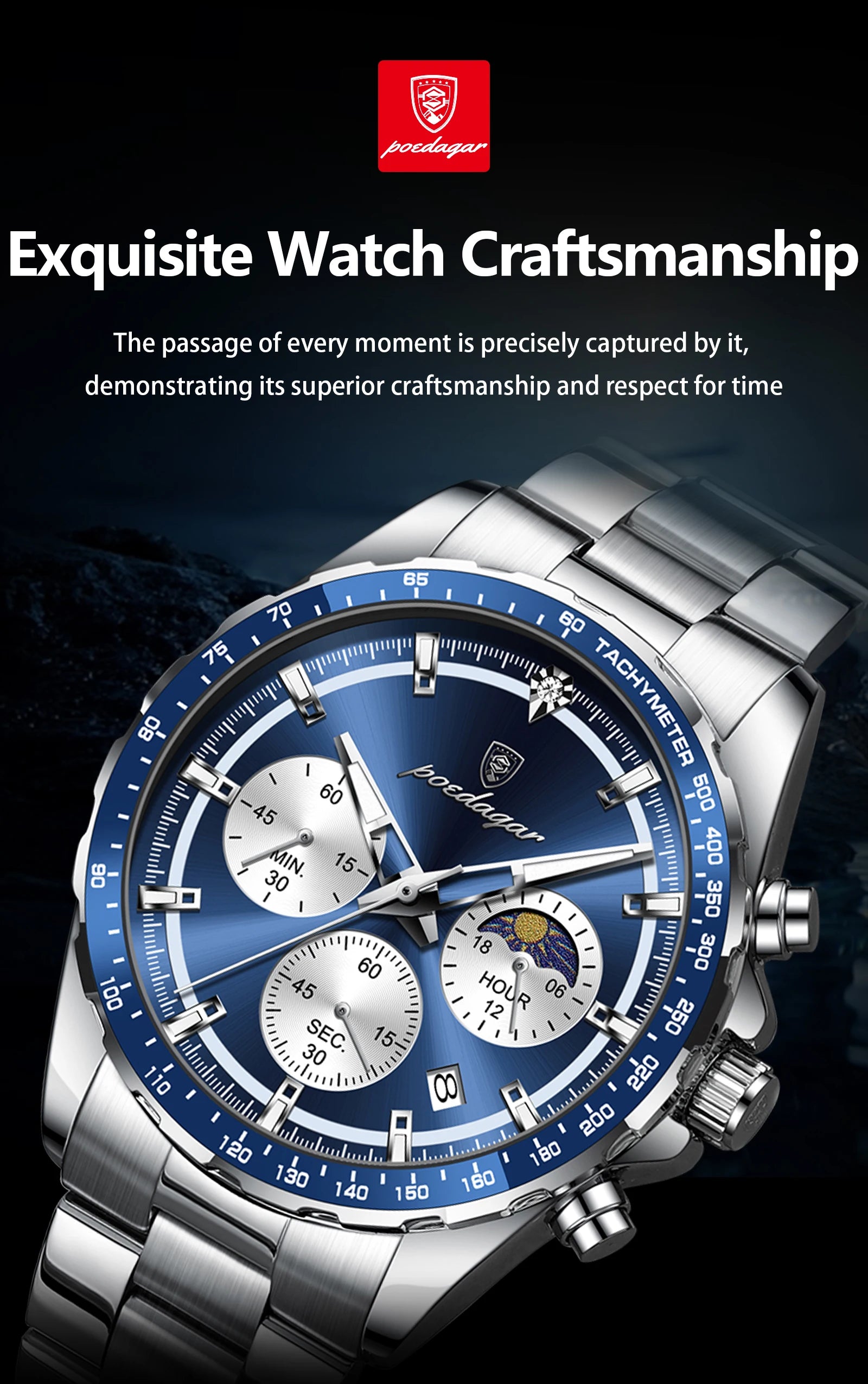Waterproof Stainless Steel Men's Chronograph Watch - Smarsty