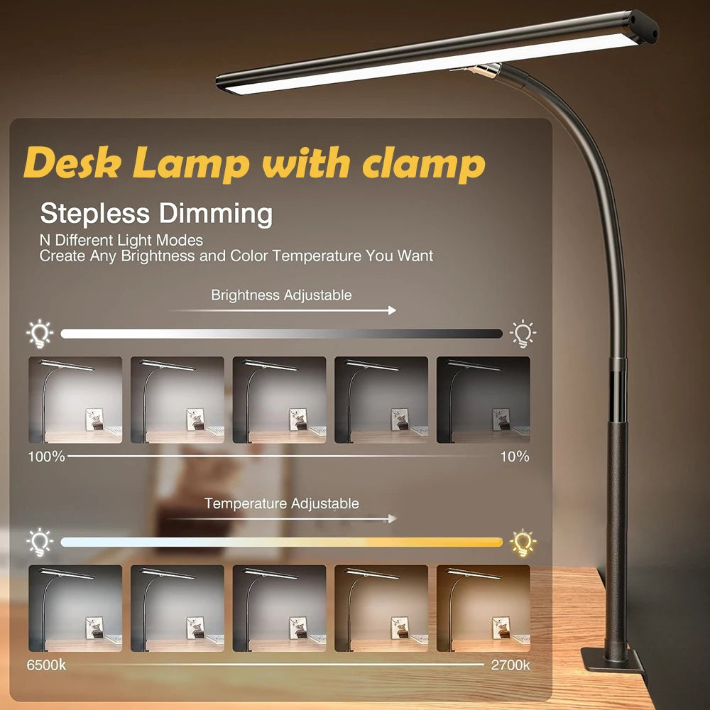 LED Desk Lamp with Stepless Dimming and Adjustable Brightness - Smarsty