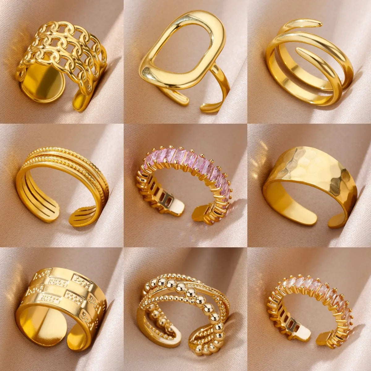 Luxury Gold 316L Stainless Steel Rings for Women - Smarsty