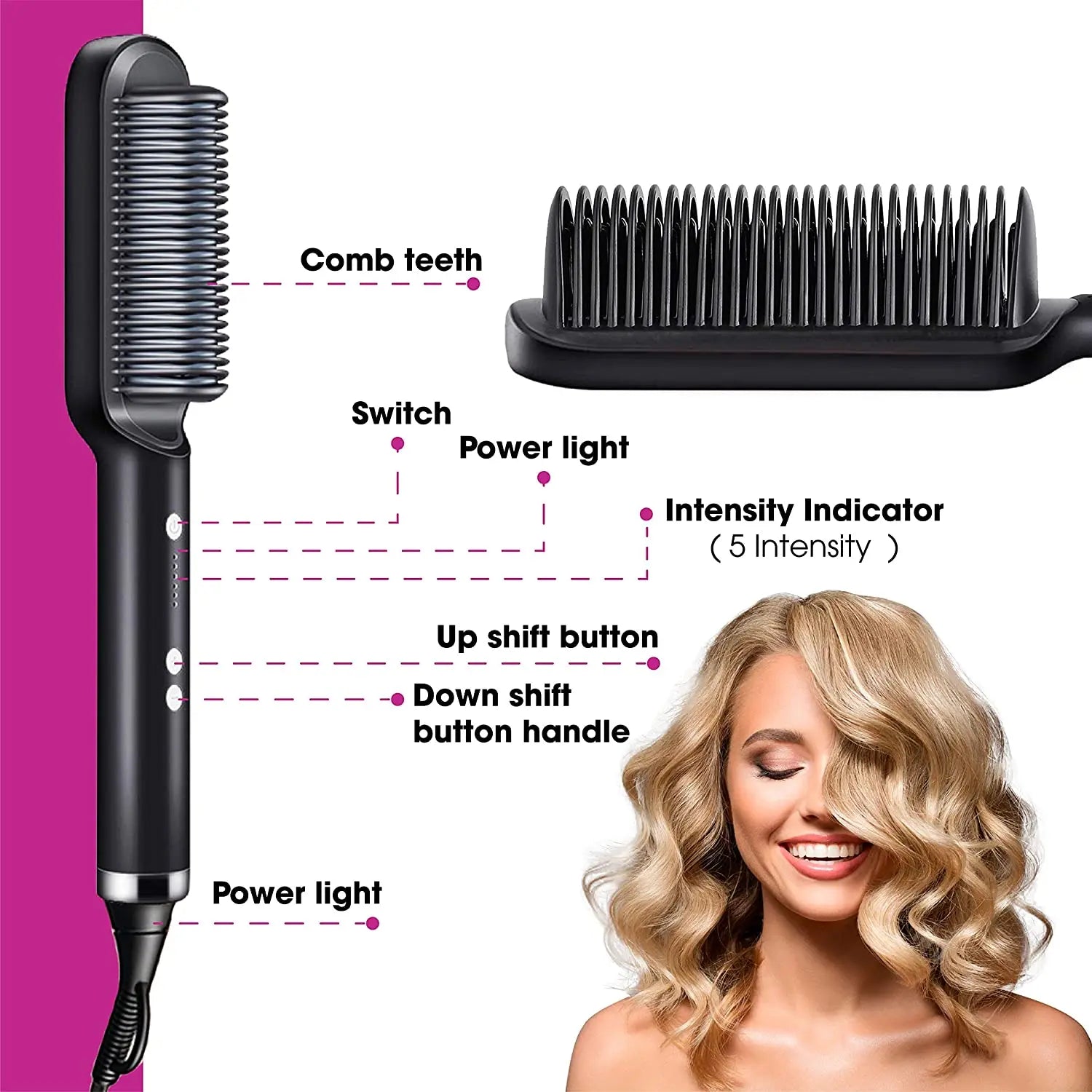 Multifunctional Ionic Hair Straightener and Curler Comb - Smarsty
