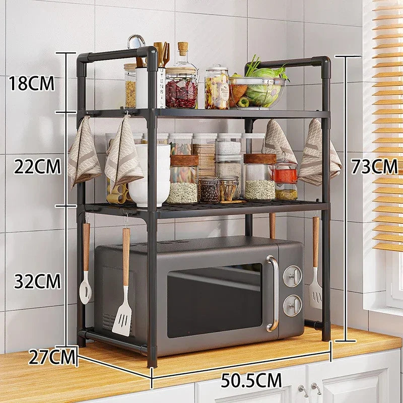 Multi-Layer Kitchen Storage Rack Condiment Organizer Shelf Microwave Shelf Simple Countertop Tidying Shelves Kitchen Accessories by Smarsty