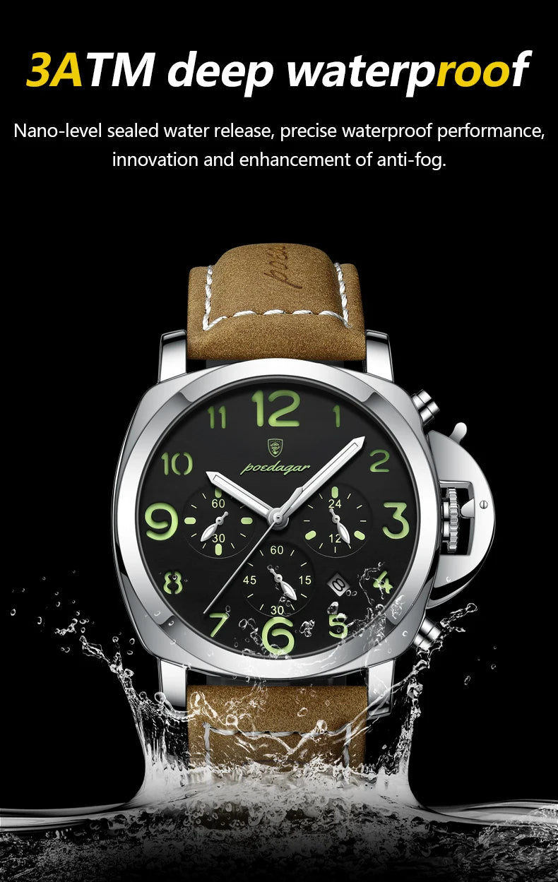 Luxury Waterproof Military Watch for Men Luminous Leather - Smarsty