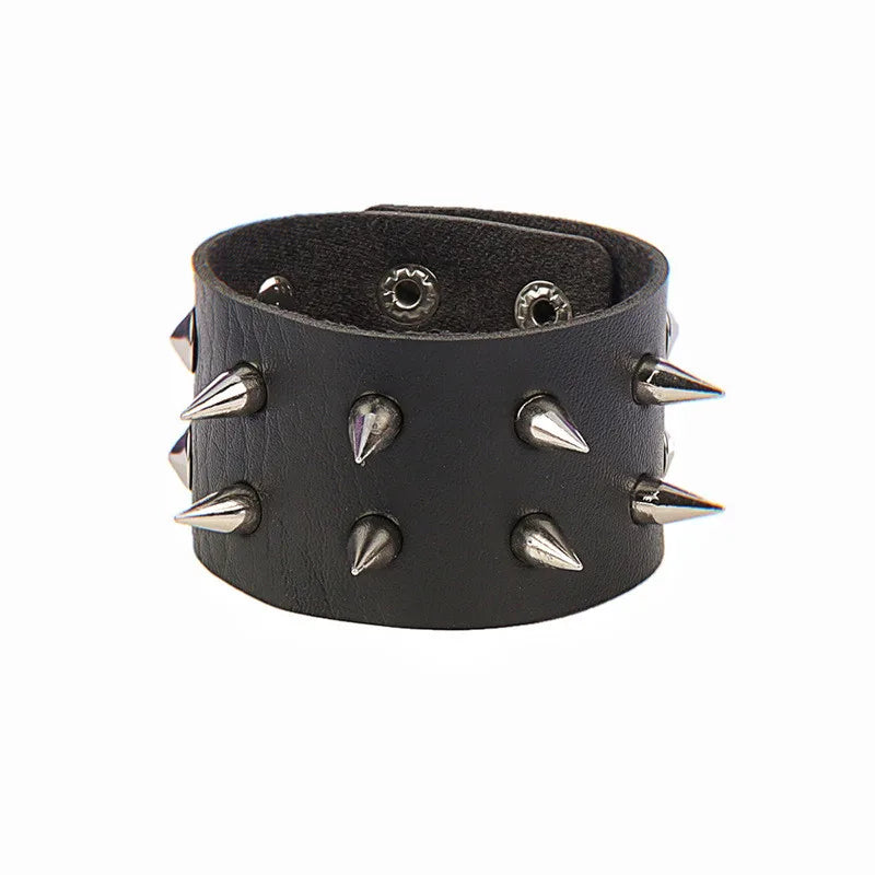 90s Punk Style PU Leather Spiked Bracelet - Smarsty