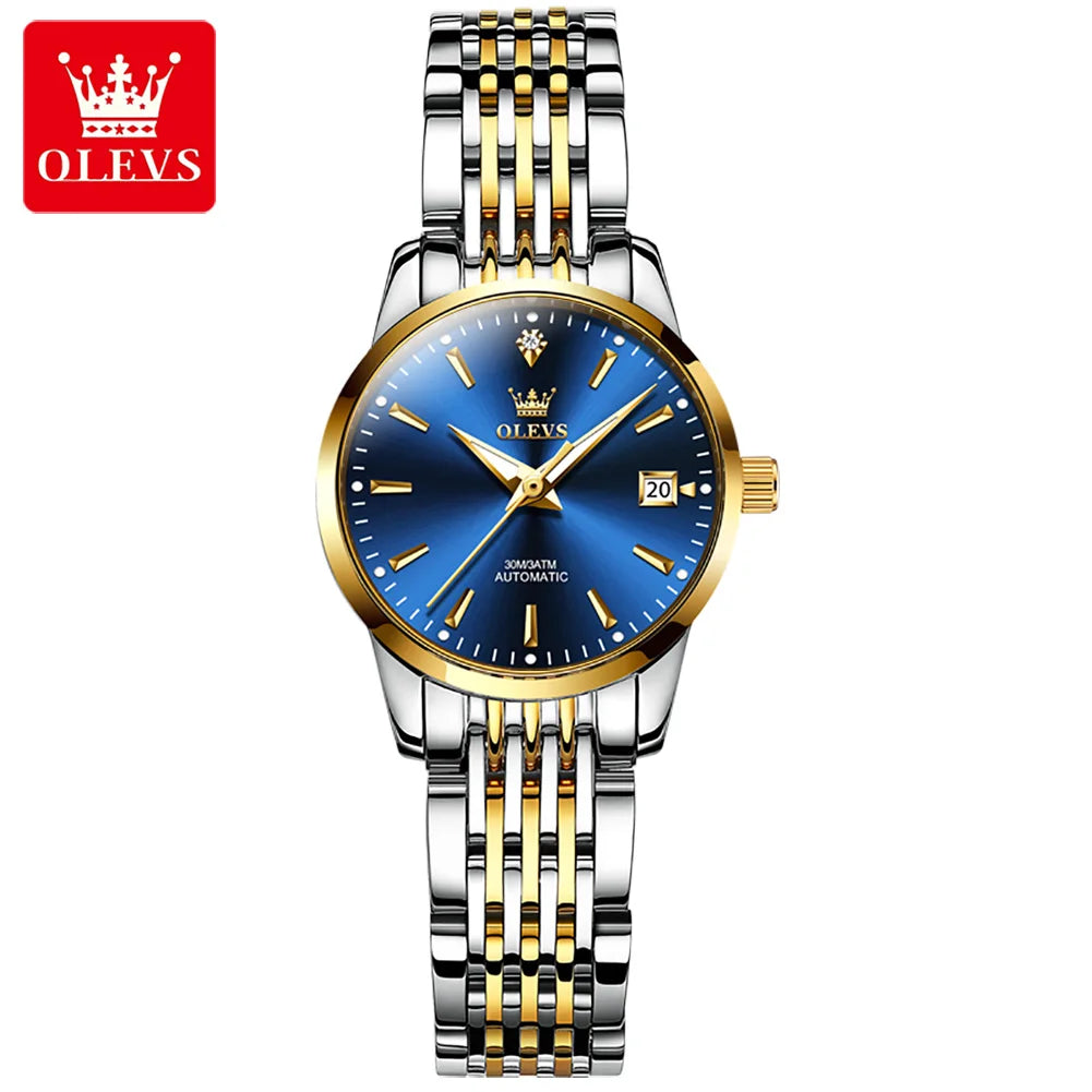 OLEVS Ladies Automatic Wristwatch Waterproof Stainless Steel - Smarsty