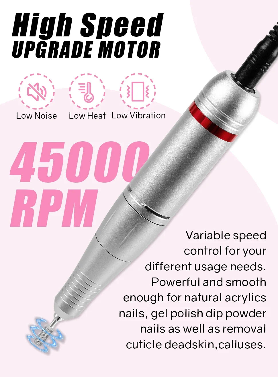 45000 RPM Electric Nail Drill With HD Display - Smarsty