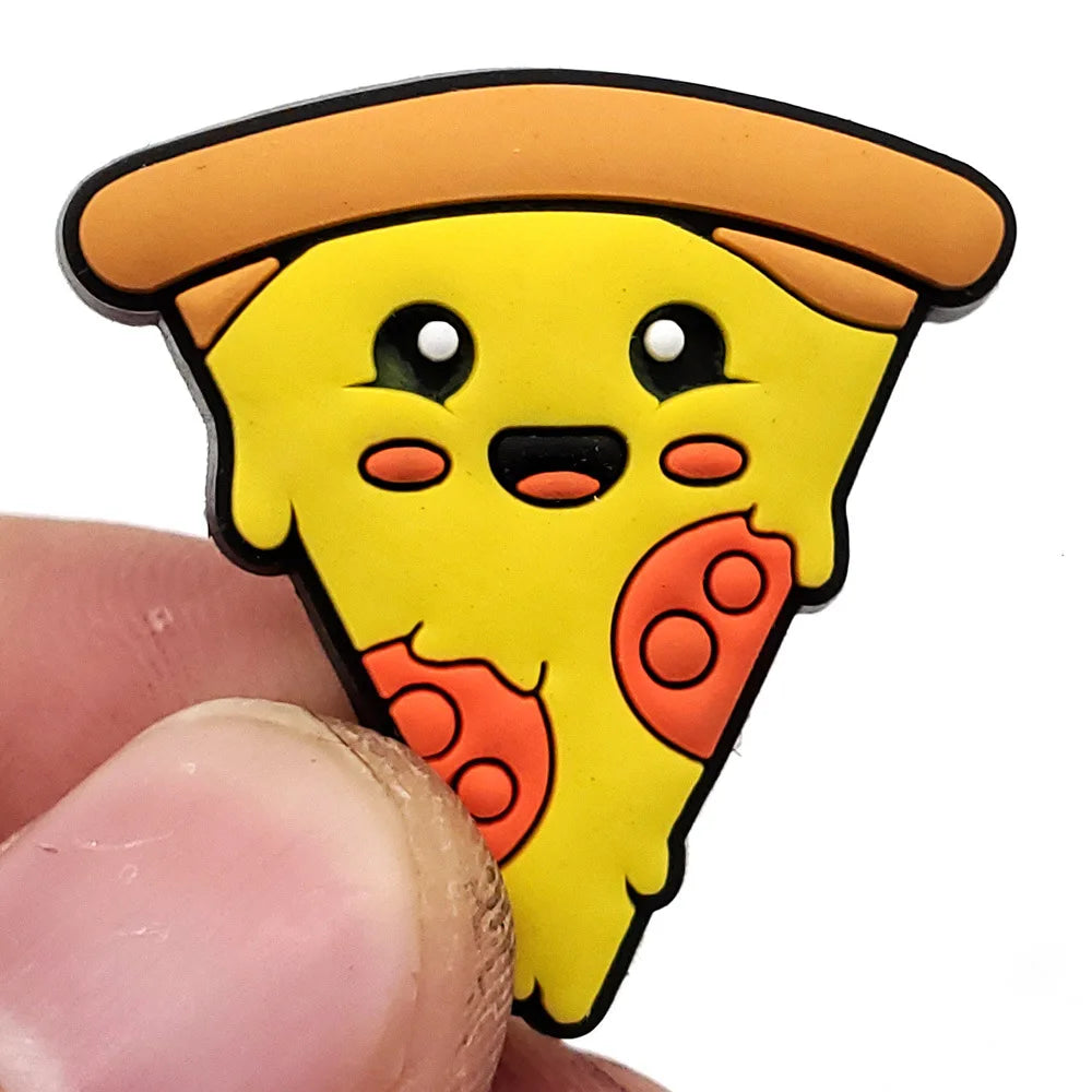 20pcs Food Series Cake Pizza PVC Shoe Charms Accessories Clogs Bubble Slides Sandals Shoe Buckles Decorations Pins Kids Gifts
