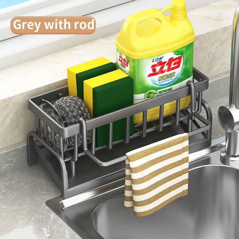 Kitchen Sink Draining Rack with Cleaning Cloth Storage - Smarsty