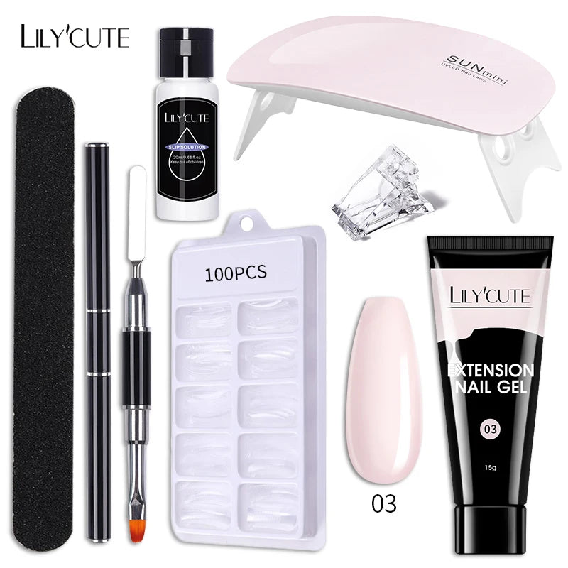 LILYCUTE Nail Gel Set with 6W LED Lamp for Quick Manicure - Smarsty