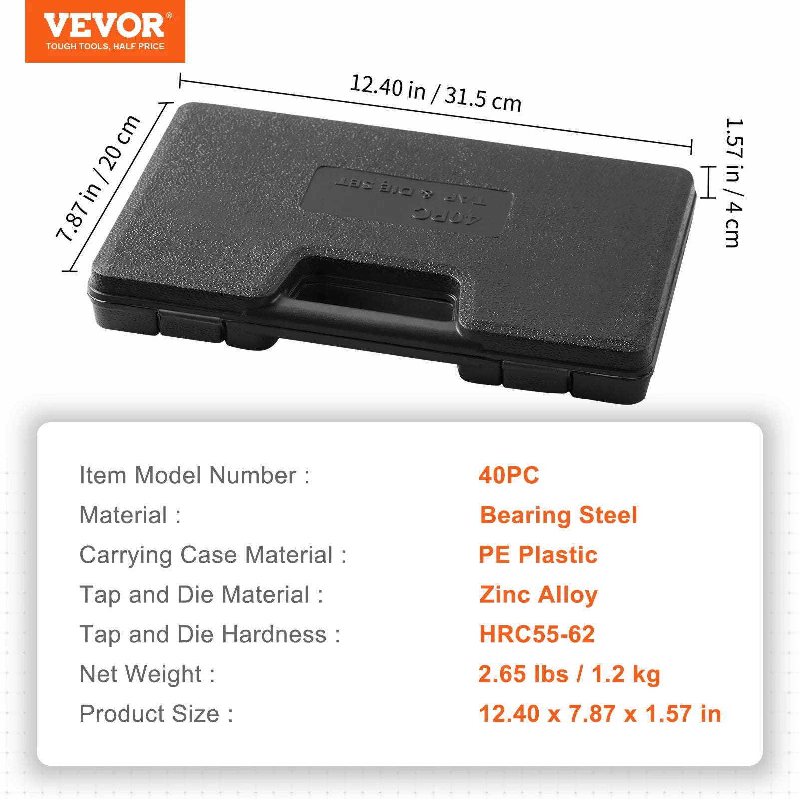 SucceBuy Tap and Die Set 40PCs 60PCs 80PCs 110/116PCs Metric SAE Standard Bearing Steel Taps and Dies Essential Threading Tool