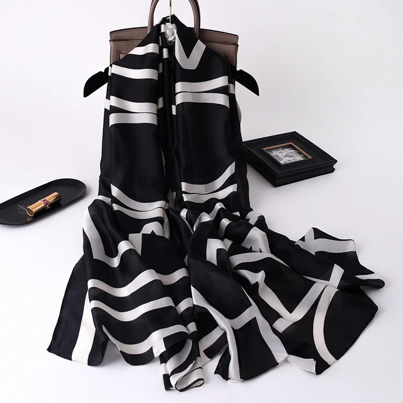Large Silk Scarf for Women Soft Stylish Summer Wrap - Smarsty