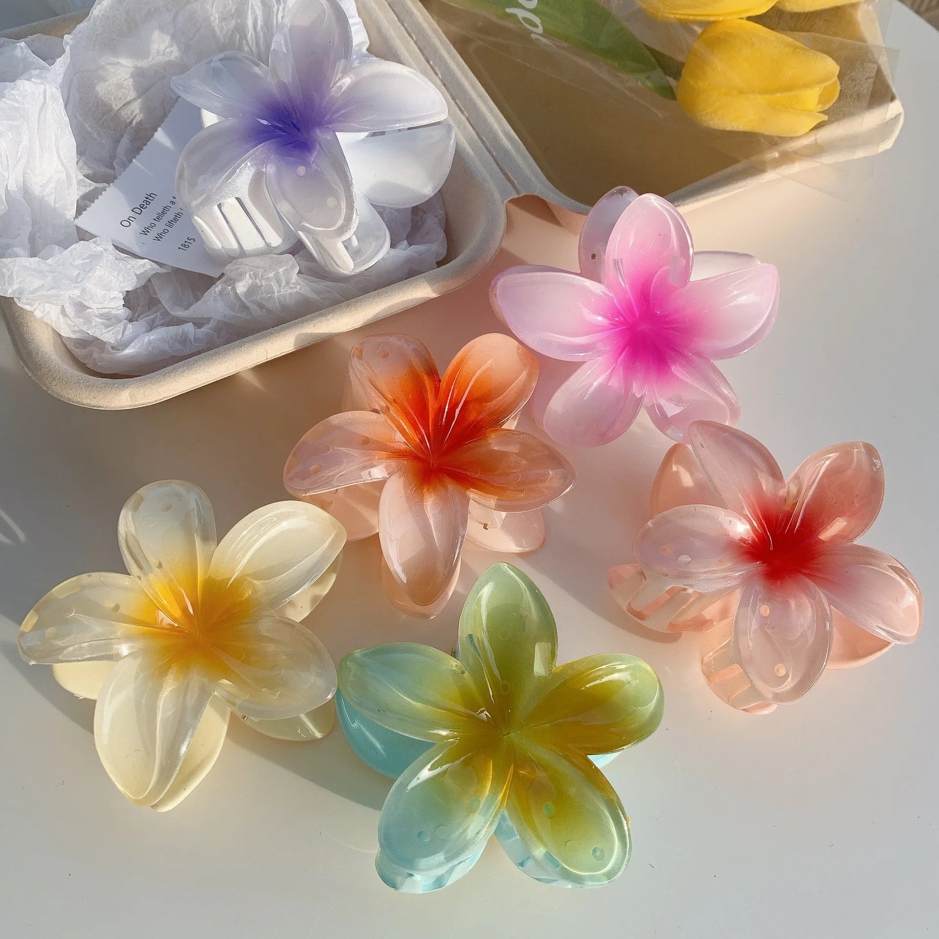Hawaiian Gradient Hair Clips Flower Beach Vacation Style - Smarsty