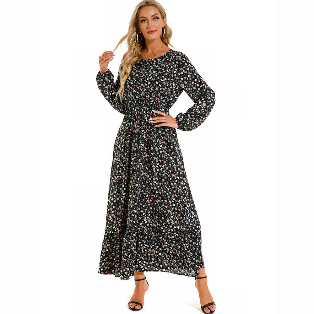 2023 Sping Summer Bohemian Women Maxi Dress Casual Long Sleeve High Waist Beach Woman Chiffon Dresses Floral Vestidoes Mujer New - Smarsty