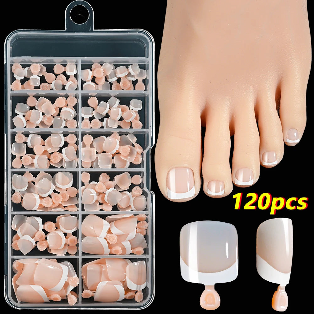 120Pcs French Fake Toenails in 9 Colors for Summer Style - Smarsty