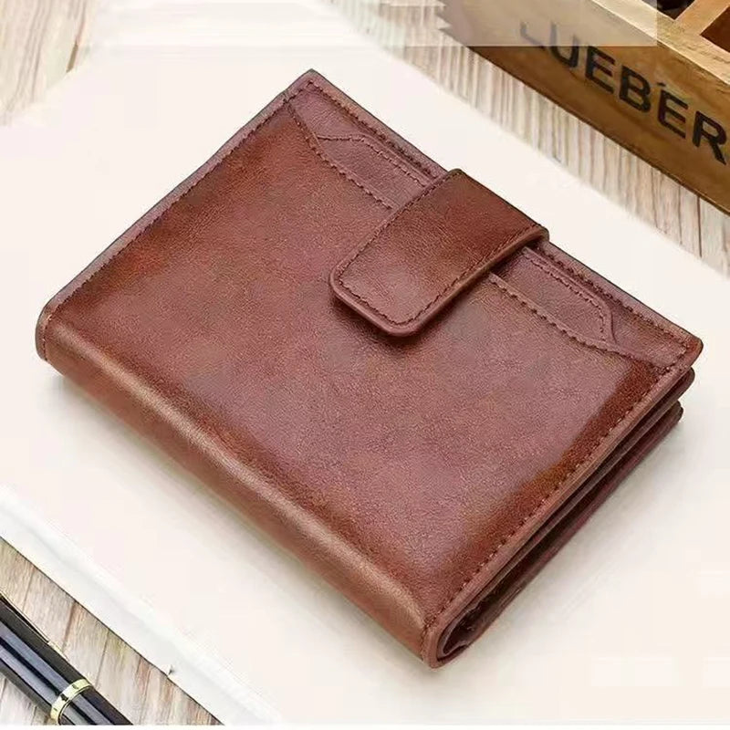 Men's Coin Purse Wallet RFID Anti-theft Man Leather Wallet Zipper Business Card Holder Money Bag Wallet Male - Smarsty