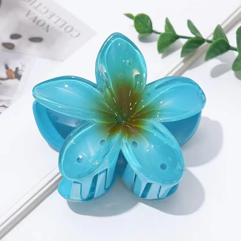Gradient Large Flower Acrylic Hair Clip Boho Beach Accessory - Smarsty