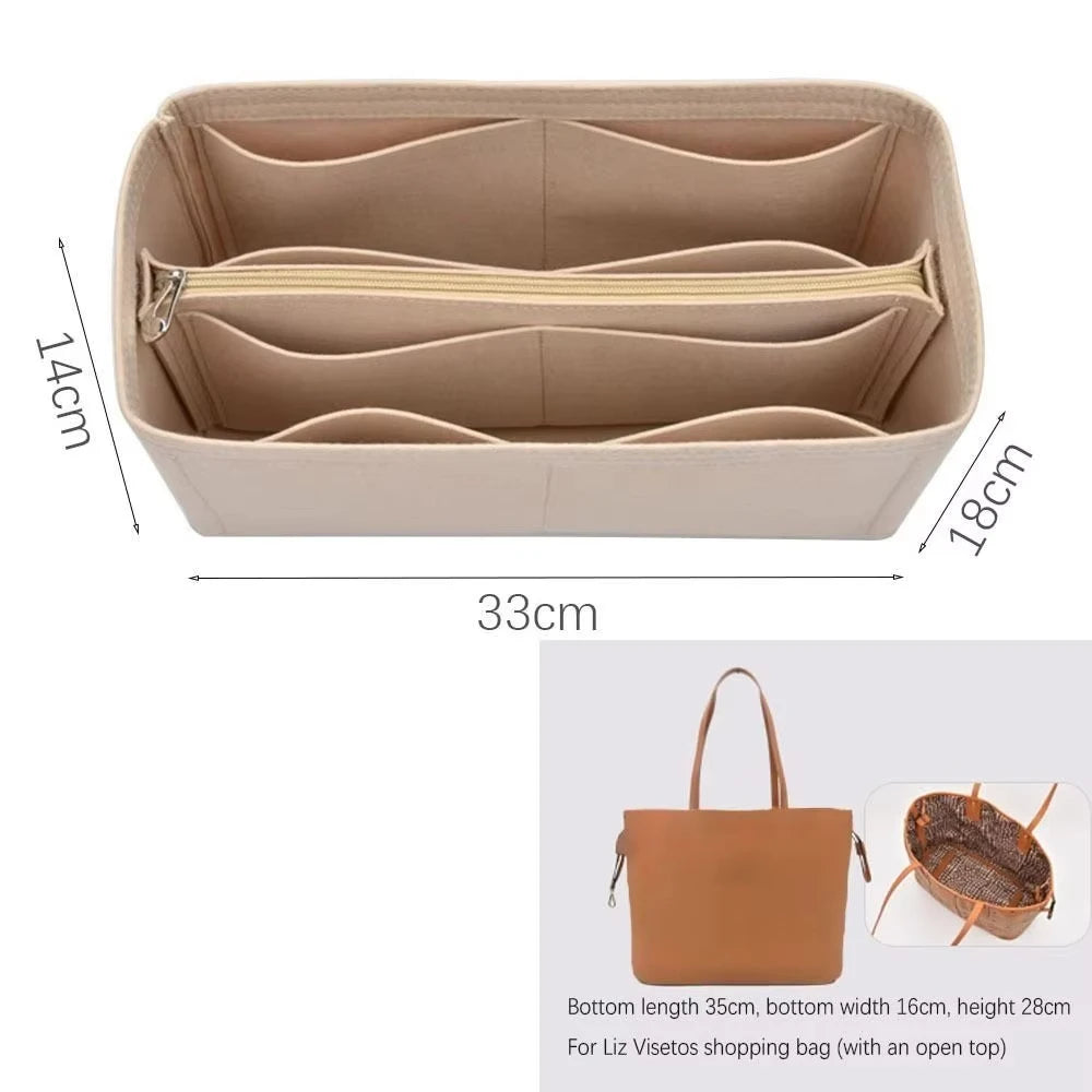 Felt Insert Liner Purse Organiser Pouch Handbag Tote Bag Internal Bag For Liz Visetos, 3 Style