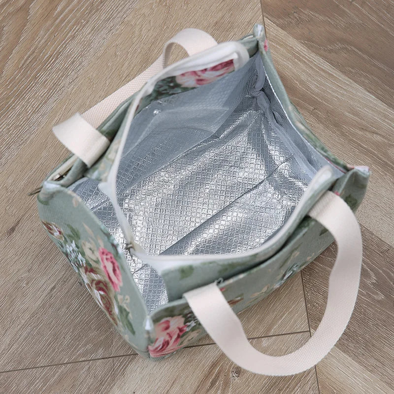 Insulated Floral Lunch Bag Large Capacity Bento Cooler - Smarsty