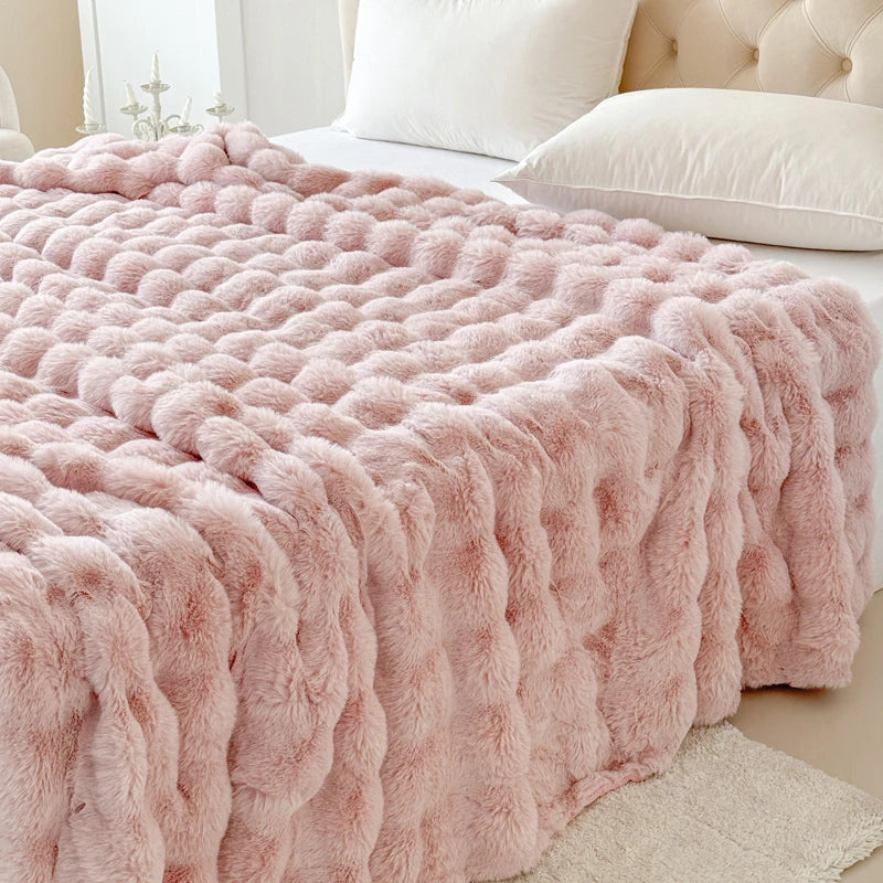 Double-Layer Rabbit Fur Blanket for Comfortable Summer Use - Smarsty