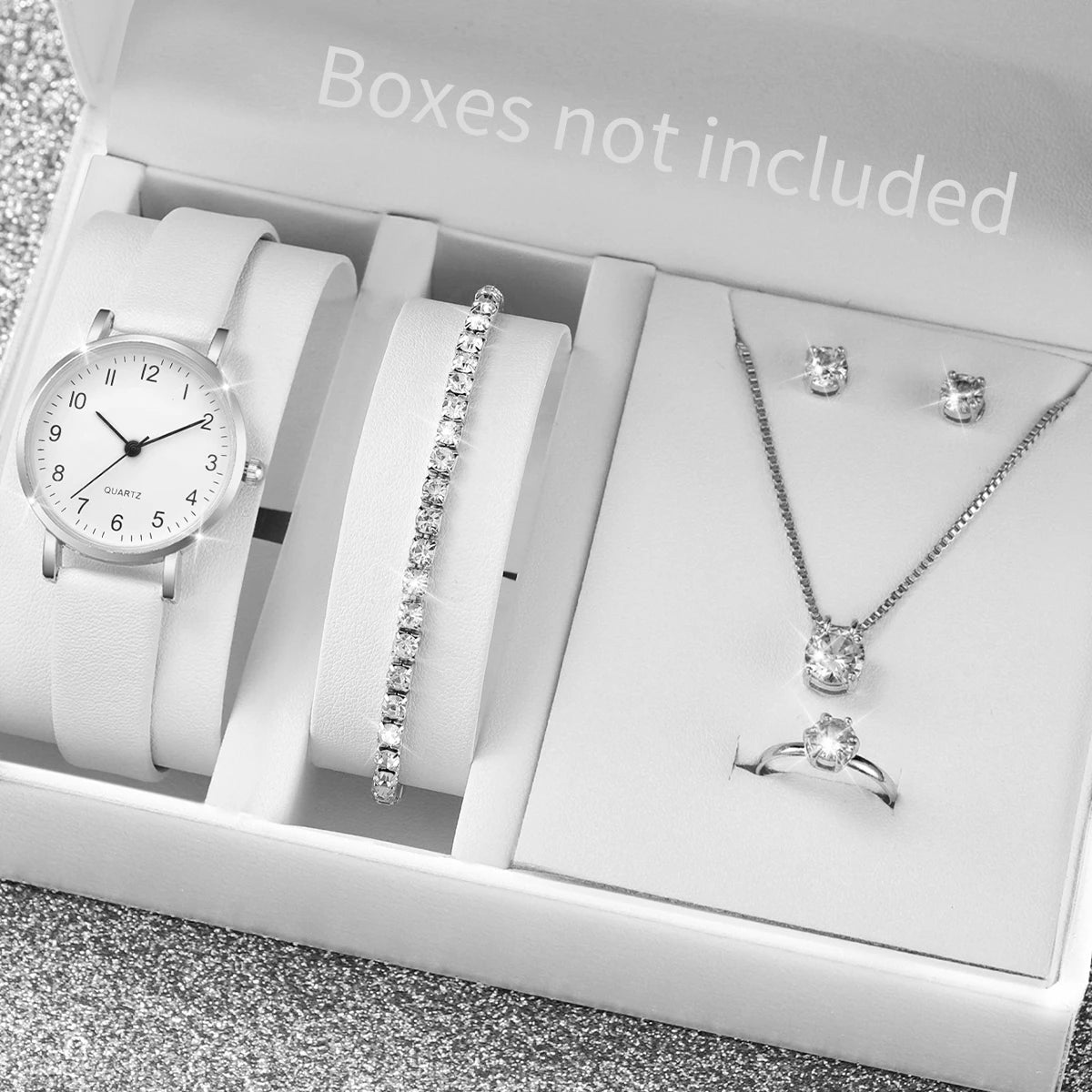 Fashion Women's Quartz Watch with Leather Band and Diamonds - Smarsty