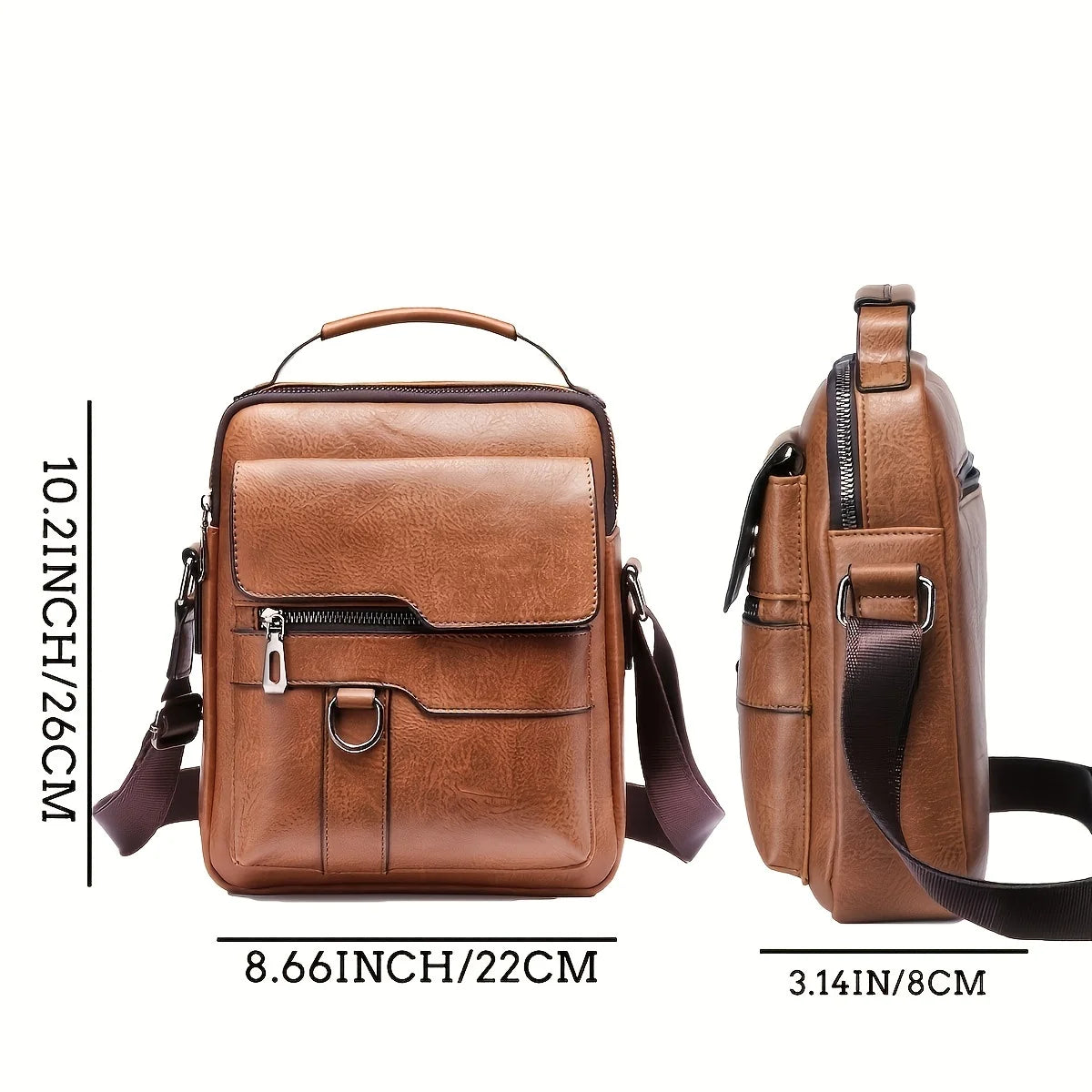 Men's PU Leather iPad Shoulder Bag Crossbody With Flap - Smarsty
