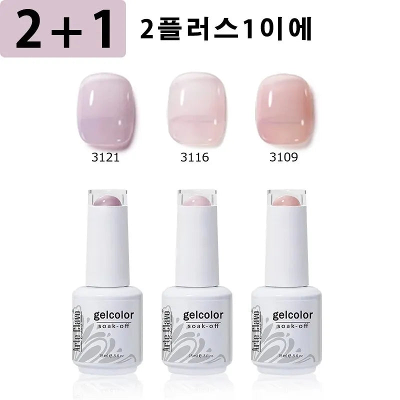 Arte Clavo 3pcs Nude Pink Jelly Gel Polish Set - Smarsty