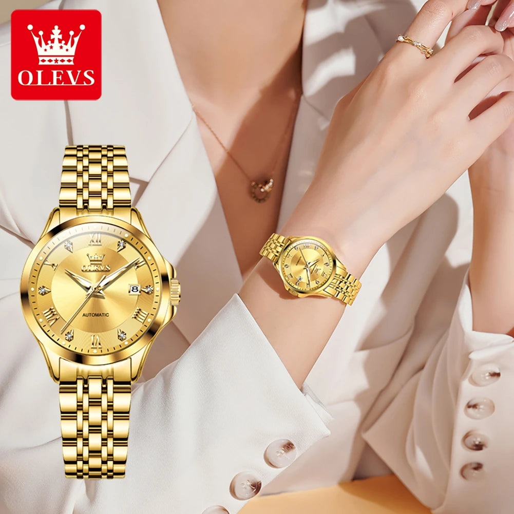 OLEVS Women's Stainless Steel Automatic Watch with Dual Calendar - Smarsty