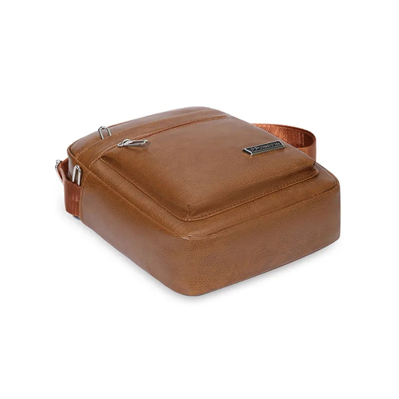 Mens Crossbody Bag Waterproof PU Leather Large Capacity - Smarsty