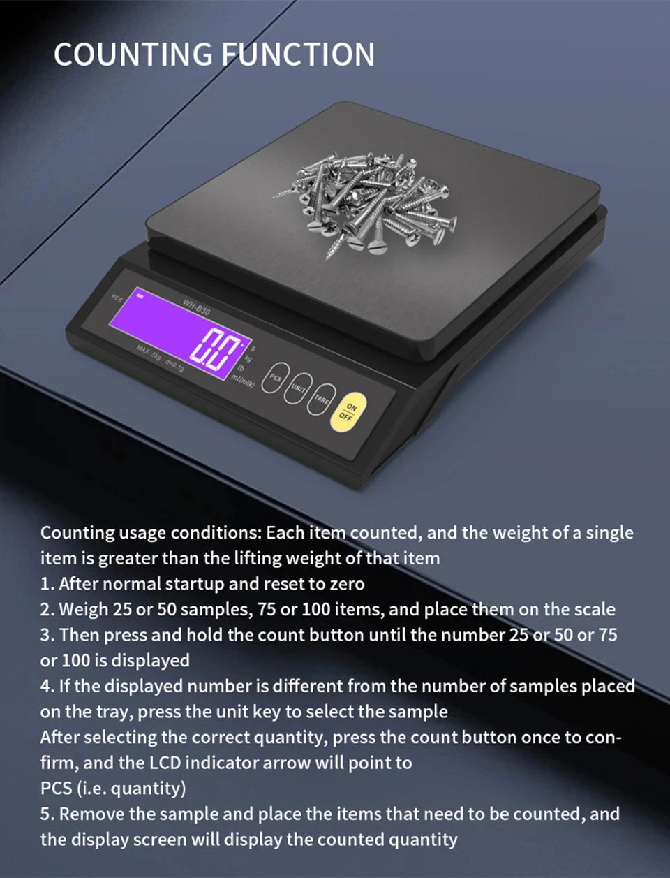 Digital Kitchen Scale with Waterproof Design and LCD Display - Smarsty