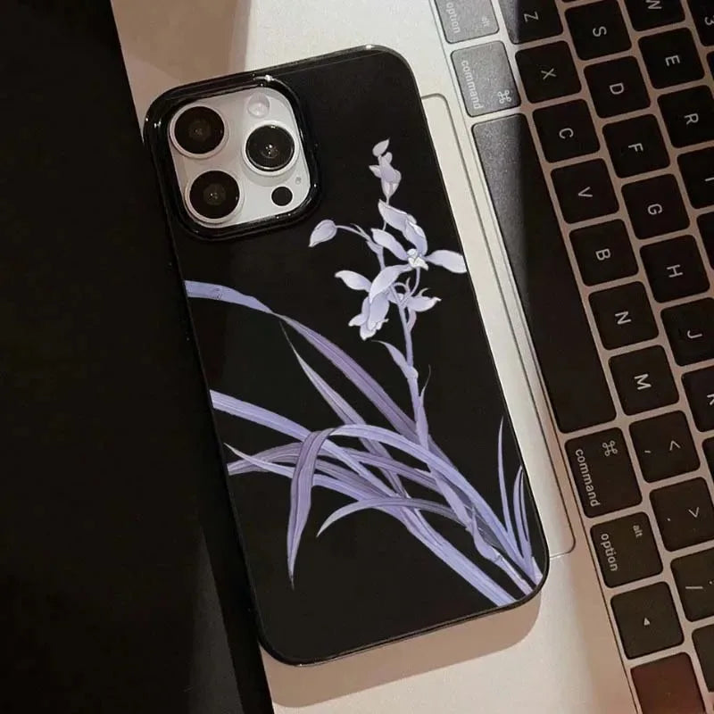 Orchid Print Shockproof Phone Case for iPhone 7 to 16 - Smarsty