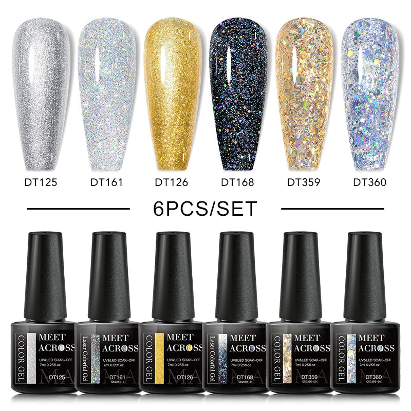 Macaron Series Gel Nail Polish Set with Glitter - Smarsty