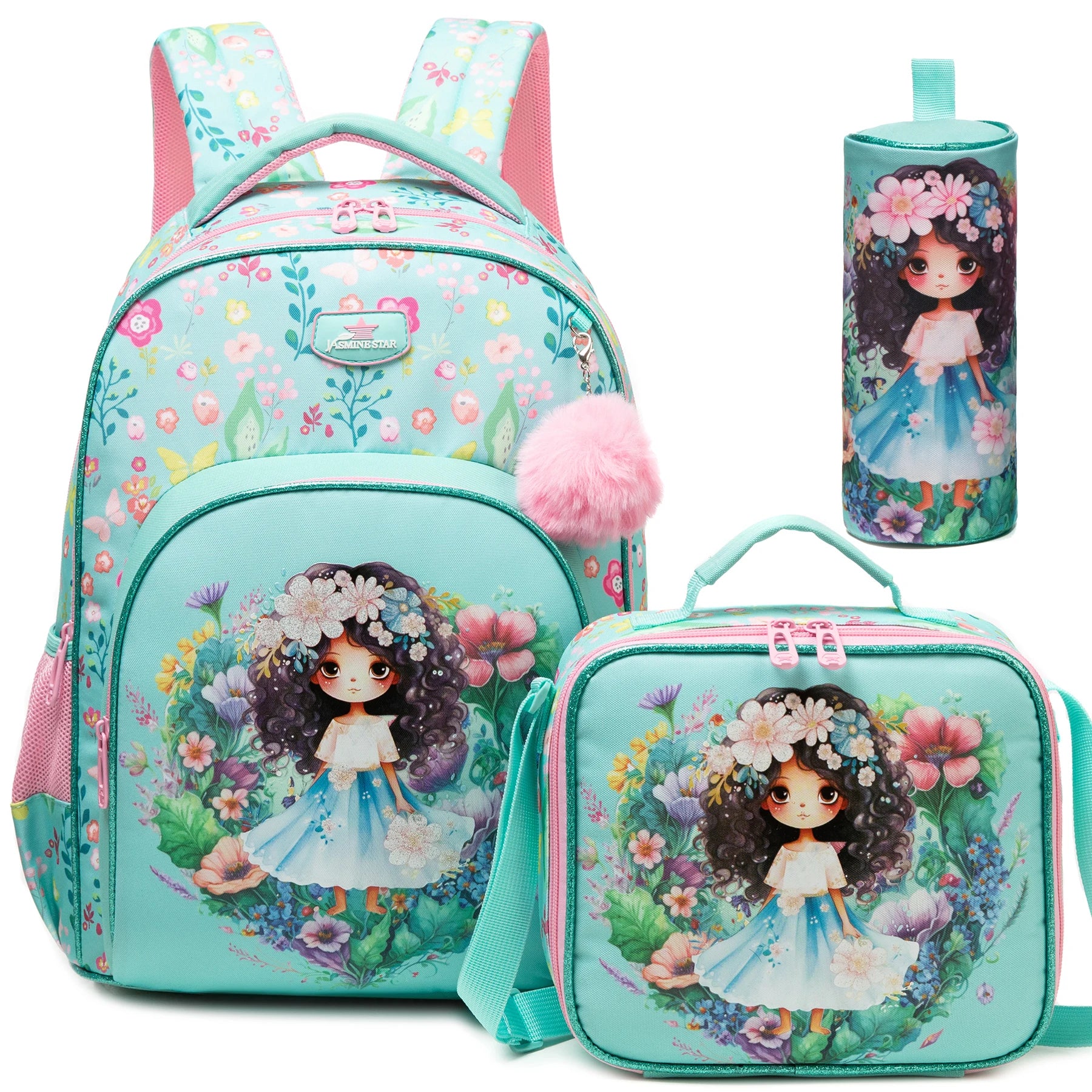 Colorful Floral Girls Backpack Set With Lunch Box 3 Piece - Smarsty