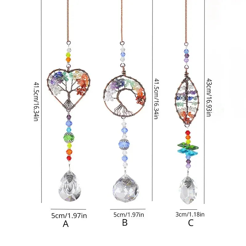 Colorful Tree Of Life Crystal Glass Pendant For Gardens - Smarsty