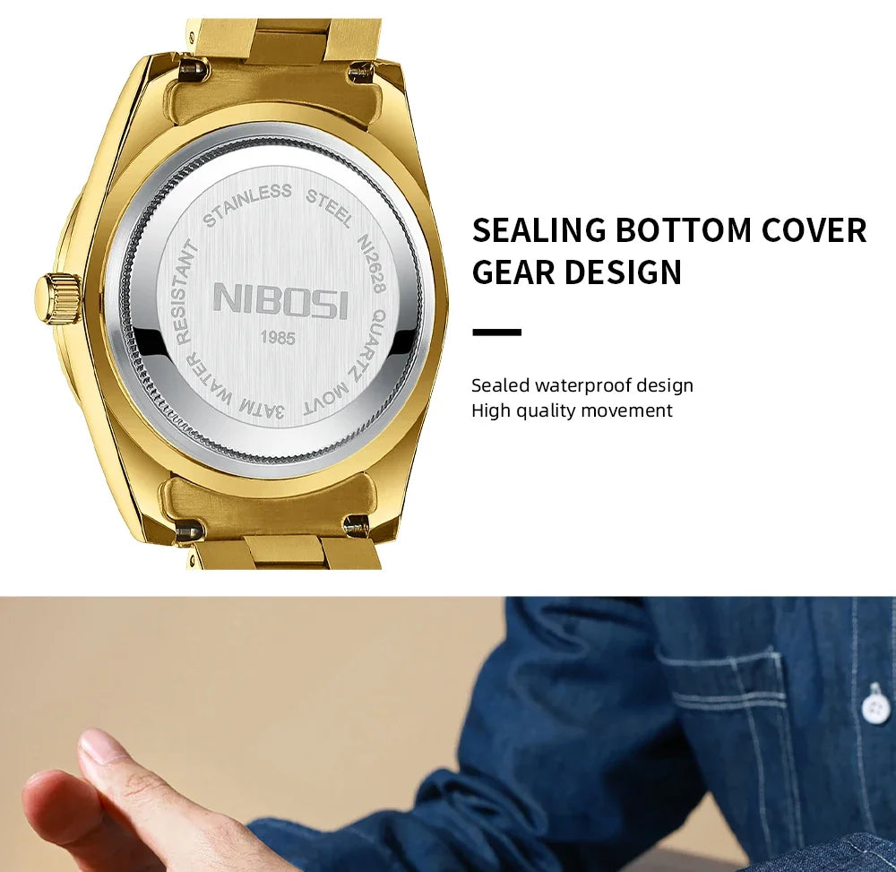 NIBOSI Luxury Stainless Steel Quartz Watch for Men - Smarsty