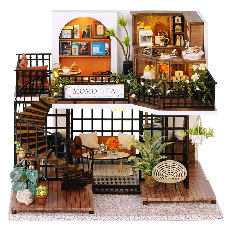 Wooden Doll House 3D Puzzle Assembly Building Model Kit Production Small Room Toys Home Bedroom Decoration With Furniture Light by Smarsty