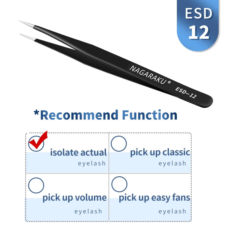 NAGARAKU Stainless Steel Eyelash Extension Tweezers Precision Grip - Smarsty