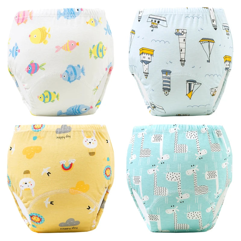 4PCS Baby Waterproof Diapers Pee Shorts Underwears Reusable Soft Ecological Cotton Toddler Potty Training Pants For Boys Girls by Smarsty
