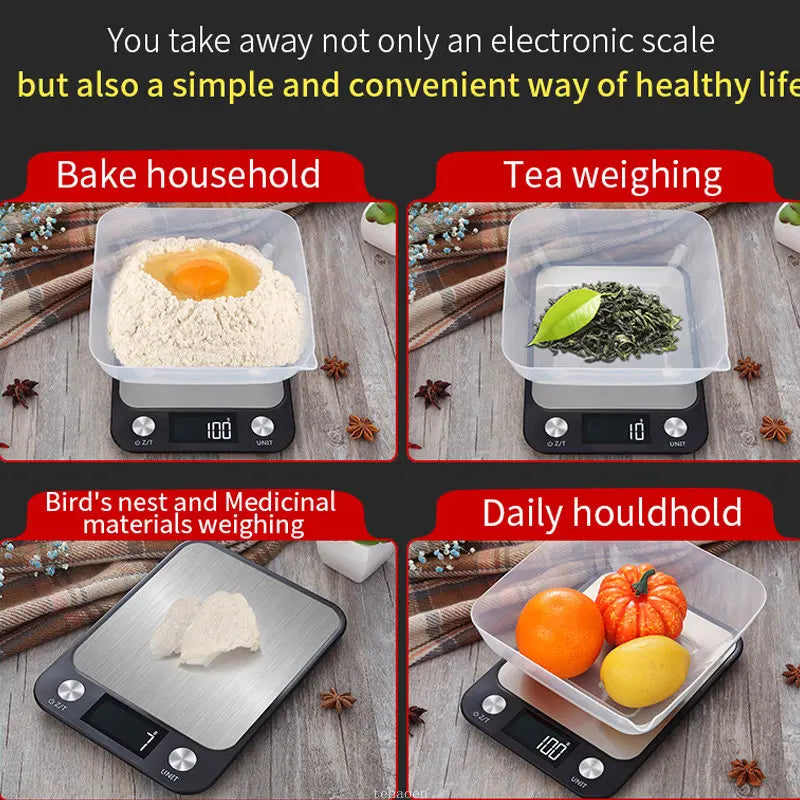 Digital Kitchen Scale 15Kg Stainless Steel Design - Smarsty