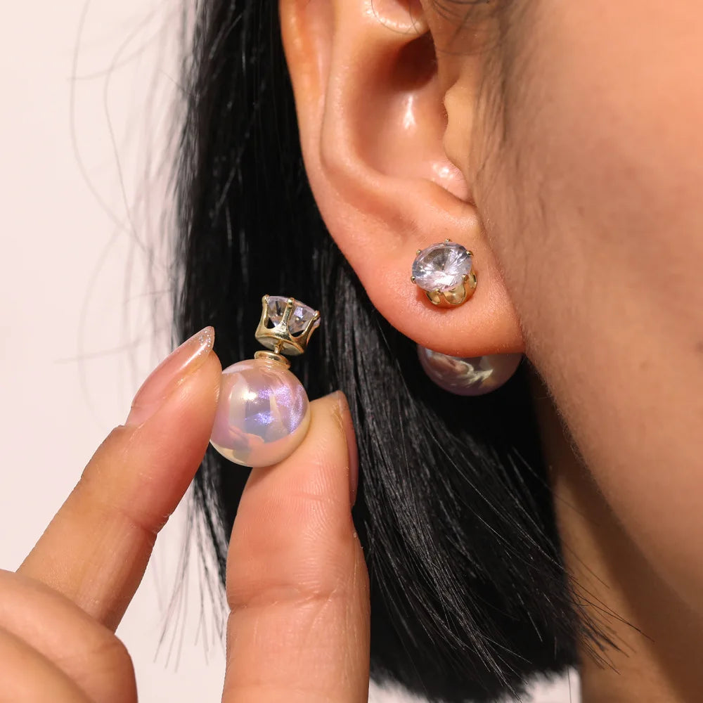 Pearl Long Earrings With Rhinestones For Wedding Fashion - Smarsty
