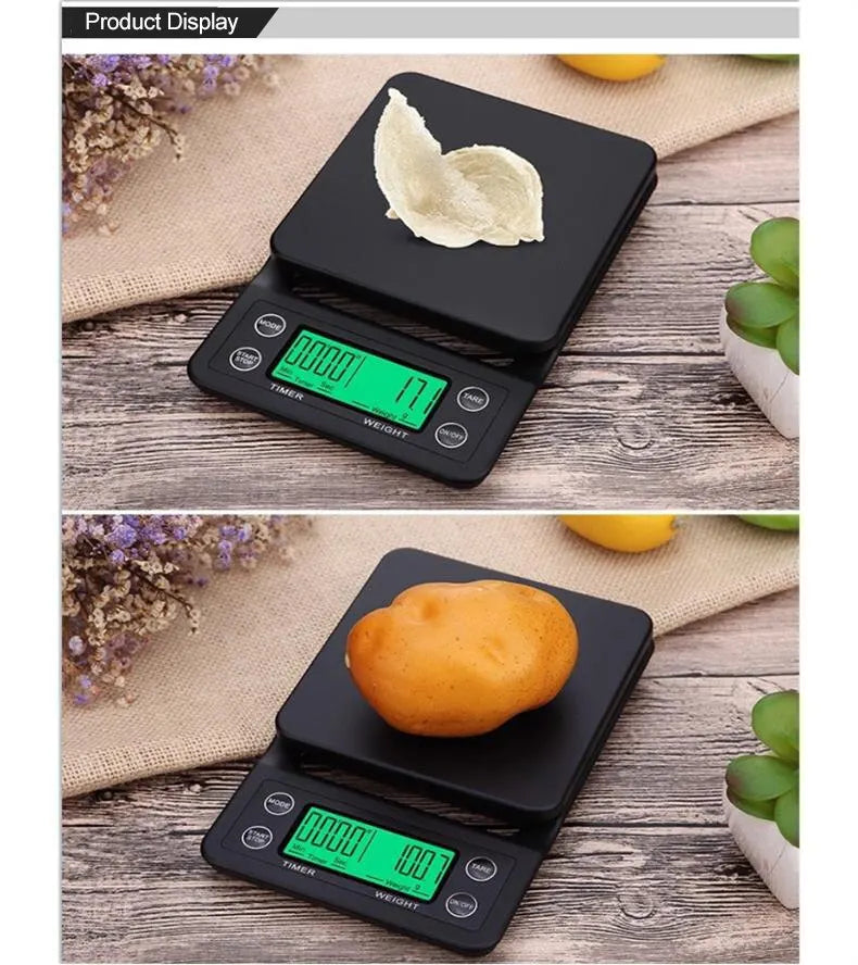 Black Precision Coffee Scale With Timer 0.1g Accuracy - Smarsty