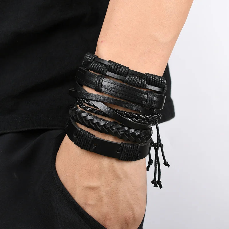 Viking Leather Bracelet For Men Adjustable Skull Design - Smarsty
