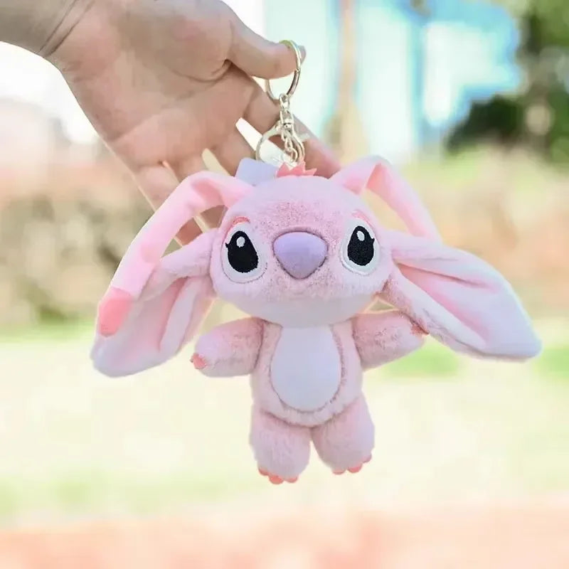 Cartoon Stitch Plush Keychain Soft Toy Cute Stuffed Animal Pendant Gift for Girls Angel Doll Bag Charm Kids Birthday Present