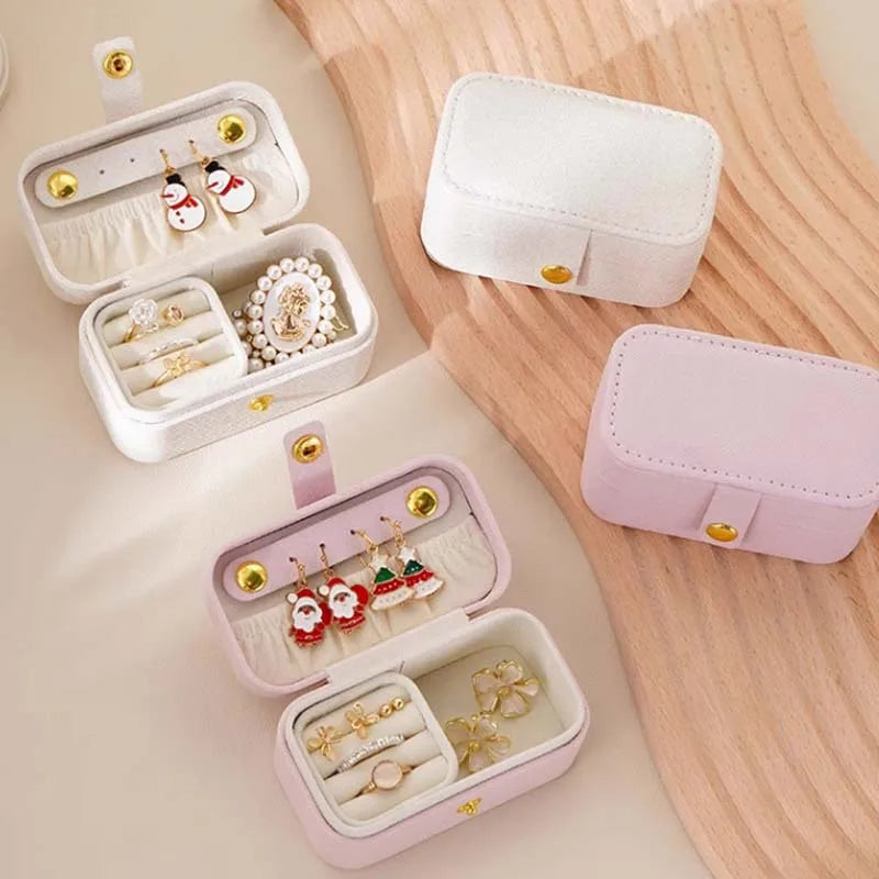 Portable Minimalist Pu Leather Jewelry Box for Travel - Smarsty