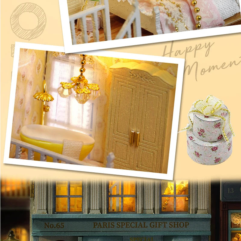 DIY Mini Wooden Doll House Assembly Building Model Pink Princess Villa Architecture Kit 3D Puzzle Dollhouse With Furniture Gifts by Smarsty