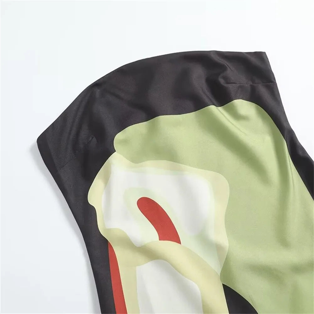 Sexy Strapless Backless Printed Long Dress Women Fashion Sleeveless Off Shoulder Vestidos 2024 Summer Lady Party Evening Robes - Smarsty