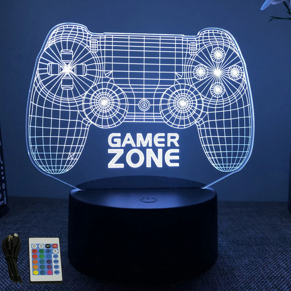 Neon Gamer 3D LED Night Light for Kids - Smarsty
