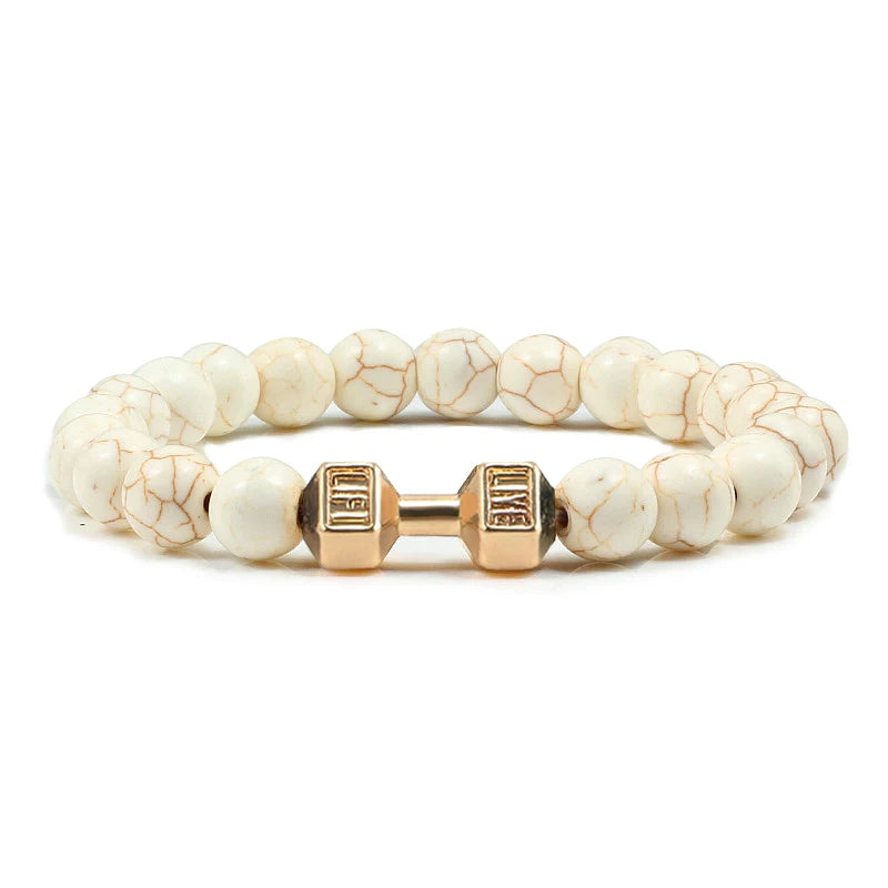 Natural Stone Dumbbell Bead Bracelet for Energy and Style - Smarsty